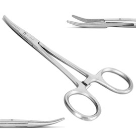 Pure sharp Curved Edge Surgical Forceps - 5.5 Inch Stainless Steel Hemostat Clamps with Angled Tips - Ideal for Veterinary, and Craft Use - Precise and Secure Grip for Small Objects