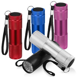 Kssvzz Pack of 5 Mini LED Torches, Aluminium Torch Children with 9 LEDs, Waterproof Torch Small for Emergency, Outdoor, Camping