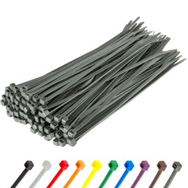 GTSE 8 Inch Silver/Gray Zip Ties, 100 Pack, 50lb Strength, UV Resistant Strong Nylon Cable Ties, Self-Locking 8" Tie Wraps