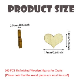 300 Pcs 0.66 inch Wood Heart Cutouts,Unfinished Wooden Hearts for Crafts,Heart Sign Tag,DIY Unfinished Wooden Ornaments Embellishments for Valentines Day Guest Book Decoration