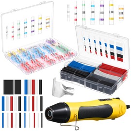 Mimorou 400 Pcs Solder Seal Wire Connectors with Heat Gun Heat Shrink Butt Connector Waterproof Solder Heat Shrink Connectors and 180 Pcs 3: 3 Heat Shrink Tubing Kit for Marine (Multicolor)