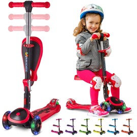 Skidee Toddler Scooter –Kids Scooter, LED 3 Wheel Scooter, Adjustable Hand