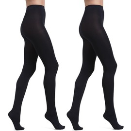 Lancry 2 Pairs 40 Denier Black Tights Women Soft Opaque Stretch Microfiber Tights