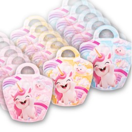 AHUIFT 30PCS Cute Unicorn Goodie Bags For Kids Party Favor Reusable Ziplock Decoration Treat Bags Bulk With Handle For Candy, Snack, Birthday, Party Gift