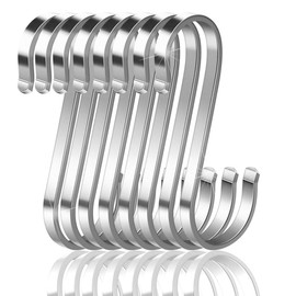 WEERSTONE Pack of 16 S Hooks Stainless Steel S-shaped Hooks Heavy Duty Metal Hooks for Bathroom, Bedroom, Office, Kitchen, Shop