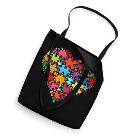Colorful Love Hearts Shape - Puzzle Autism Awareness Tote Bag
