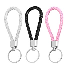 YHTCC 3 PCS PU Leather Keyring Weave Key Rings Car Keyring, for Keychain Ornament Gifts for Men and Women Home Office Car Keys