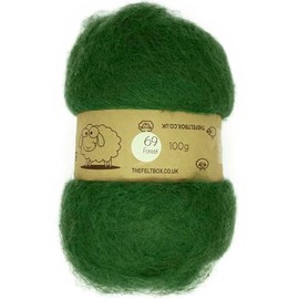 Carded Wool For Felting, Needle Felting Wool, Wool Batt, Craft Wool, Single Shade (Group C), 100 grams 3.5 Oz (Forest (69))