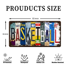 Vintage Metal Tin Signs Sports Wall Art Basketball Wall Decor for Bedroom, Living Room, Home Bar or Club for Sports Lovers, 6x12 Inch License Plate
