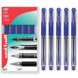 uni-ball UM-151 Signo Gel Grip Rollerball Pen – 0.7mm - In Gift Box (Pack of 5, Blue)