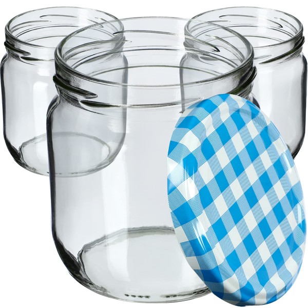 KADAX Jam Jars 425 ml, Preserving Jars with Screw Lids,