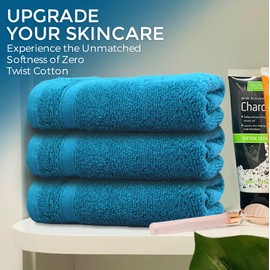 Towelogy® Ultra Soft Face Cloths 100% Cotton Flannel Face Cloth, Super Absorbent Premium Face Wash Cloth for Washing Face, Luxuriously Soft and Gentle for all Skin Types | Large 33x33cm (Teal)