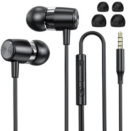 Glhty Wired Earphones, 0.1 inch (3.5 mm) Jack, HIFI Sound Quality, Microphone Included, Noise Cancelling, Volume Adjustment, DAC Heavy Bass, Ergonomic, Clear Calls, No Delay, No Noise, In-Ear Type