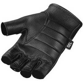 Shaf International SH851 Deer Skin Fingerless Gloves with Gel Padded Palm (Black, Medium)
