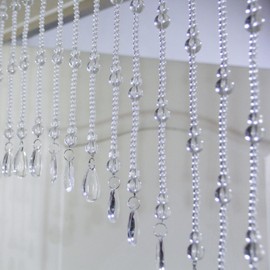 Urmforweilin Crystal Beaded Door Curtain Self-Adhesive, Door String Beads Curtains for Doorways Hippie Window Closet Door Way Bead Hangings Curtain (Clear, 25 Strings)