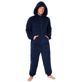 CityComfort Adult Onesie for Men Teenagers - Cosy Nightwear Hooded Fluffy Fleece Onesies For Men M-3XL Lounge Wear - Gifts for Him (Navy, 3XL)