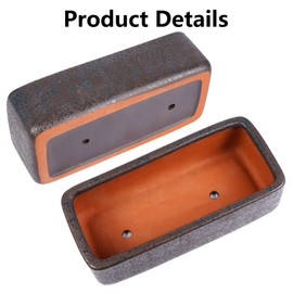 Thirtypot 10 Inch Rectangular Terracotta Bonsai Planter Indoor/Outdoor Flower Pot with Drainage Device