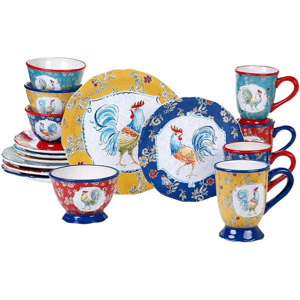 Certified International Morning Bloom 16 Piece Dinnerware Set, Service for 4, Multicolored