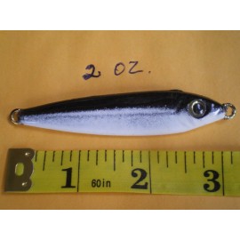 HOME MADE 25 PCS. ANCHOVY FISH JIG/SPOON STYLE LURE BAIT 2 OZ. BLACK/WHITE (NO HOOKS)