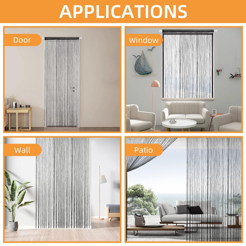LITLANDSTAR 4 Pack String Door Curtains, 100 x 200cm String