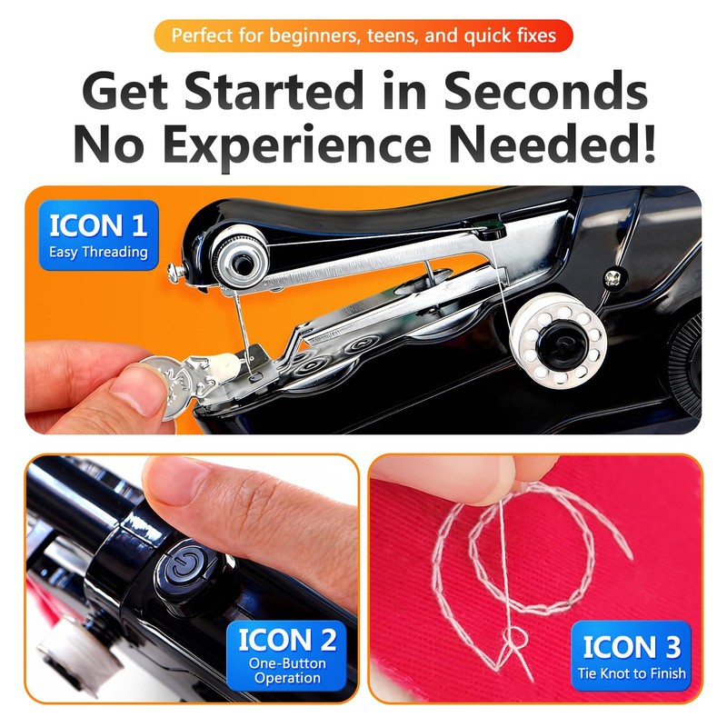 Handheld Sewing Machine, Mini Portable SewingMachine for Beginners, Electronic Small