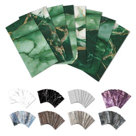 URCOLOR 32-Piece Peel and Stick Backsplash Wall Tile, 4"x 8" PVC Glossy Green Marble Stick on Subway Tiles for Kitchen, Bathroom, Laundry Room, Camper, Fireplace