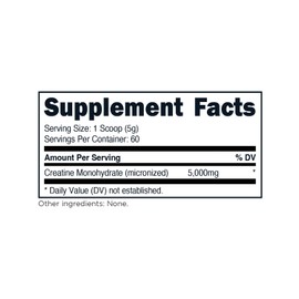 TransformHQ Creatine Monohydrate Powder (60 Servings) Unflavored - 5000mg Per Serving