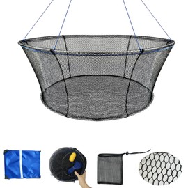 Floating Portable Fishing Nets, Bridge Fishing Pier Nets Landing Drop Net with Rope for Minnows Lobster Crawfish Shrimp (28 * 32Inch (80 * 70 CM))