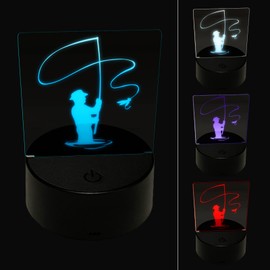 Sniggle Sloth Fly Fishing Fisherman Casting Line Angler 3D Illusion LED Night Light Sign Nightstand Desk Lamp