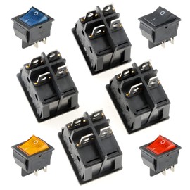 Singertop Rocker Switch, Snap-in Boat Rocker Switch, AC 250V, 16A, 125V, 20A, DC12V-24V, 4 Pin SPST On/Off, Boat Rocker Switch, Toggle Switch, Auto Motorcycle Boat Disconnect Switch for Water Dispenser, Coffee Pot and More 5 Colors 5 Colors