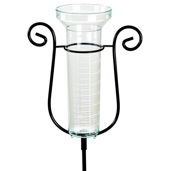 Home-X Rain Gauge for Garden, Outdoor Weather Station, Raised Gardening Tools, Clear and Black, 35 ½” L x 6” W x 2 ¼”