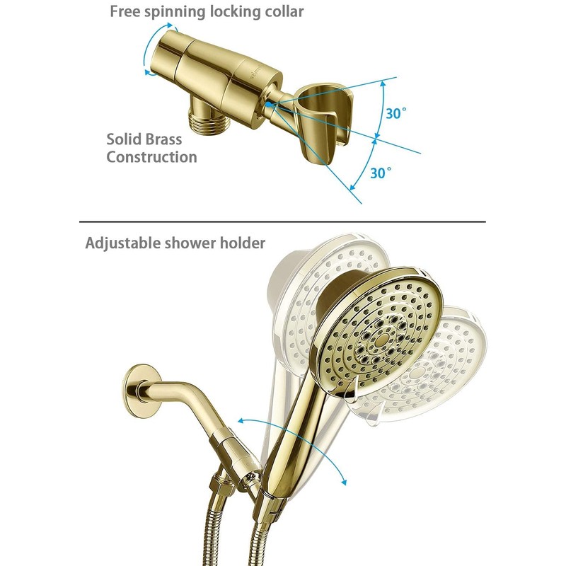 G-Promise High Pressure 6 Setting Detachable Handheld Shower Head with