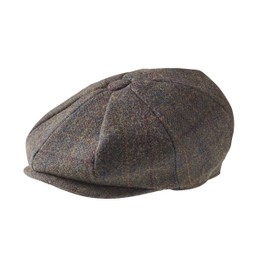 Peaky Blinders 'Newsboy' Style Flat Cap -Tweed Wool (X Large ( 61cm), Brown Mountain Check)