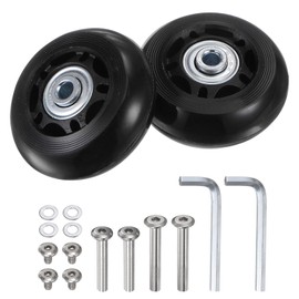 sourcing map Replacement Luggage Wheels 60x24mm Suitcase Wheel Repair Kits Include 2 PU Bearing Wheels & Washers, Wrenches & Axle Screw for Trolley Bag, Inline Skate and Caster Board