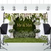 CRTPOD Wedding Backdrop Mr and Mrs White Curtain Floral Grass