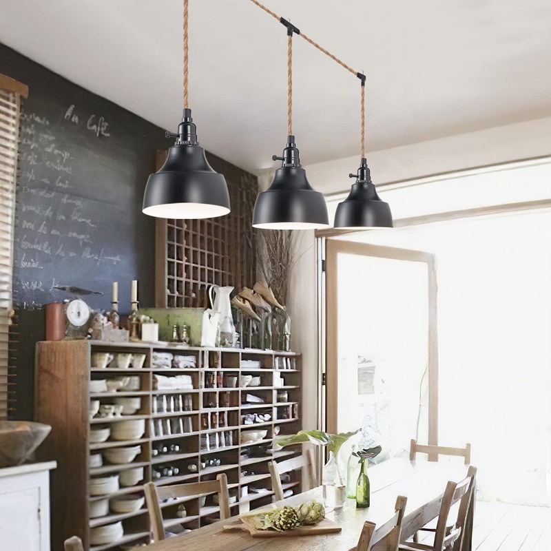 ALAISLYC 3 Light Plug in Pendant Light Cord 22FT Industrial