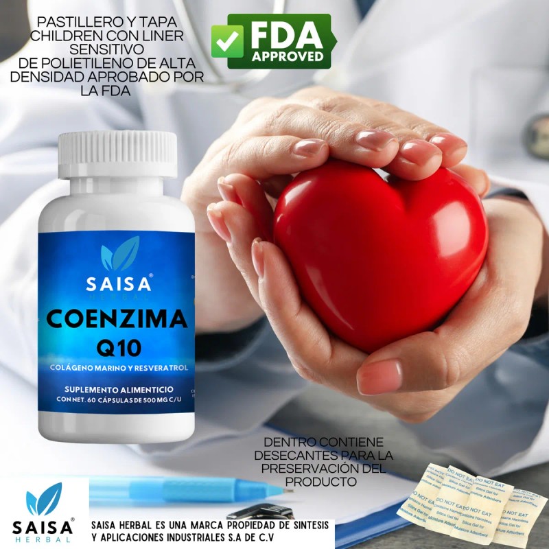 Coenzima Q10 Con Resveratrol Y Colágeno Marino 60 Cápsulas. Sabor