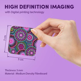 1 x Square MDF Fridge Magnet - Purple Mandala Mosaic Pretty 2357