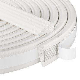 GCJUYA 196” Wedge Shape Window Weather Stripping, Door Seal Strip, Foam Window Insulation Seal, Soundproofing Self Adhesive Tape Filler for Gap, Noise Drafts Blocker, Easy to Install, White