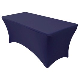 Your Chair Covers - 8 ft Rectangular Fitted Spandex Tablecloths Patio Table Cover Stretchable Tablecloth - Navy Blue