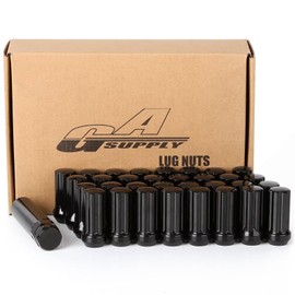 GAsupply 14x2 Lug Nuts Black, 32pcs M14x2.0 Spline Lug Nuts Closed End Drive Tuner Acorn, 2" 50mm Tall for Aftermarket Wheel Nuts, with 1 Key
