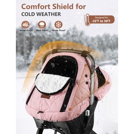 Car Seat Cover Baby Winter: Sprouterie Carseat Canopy for Babies Infant Cold Weather Shield with Zipper Peeping Window Warm and Cozy Waterproof Universal Fitted Pink for Girl Newborn