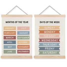 Supwhd Days of the Week Posters for Classroom, Days of the Week Learning Posters Wall Decor for Nursery Kids Room Playroom Classroom Preschool, Days of the Week Poster Hanger Frame, 12x16