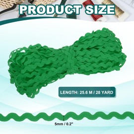 PATIKIL RIC Rac Trim 5mm, 28 Yards, Wavy Fringe Ribbon, Rick Rack Lace Trim Ribbon for Sewing, Crafts, Clothing, Gift Wrapping, Party Embellishment, Dark Green