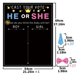 Gender Reveal Creative Voting Game Boy or Girl Baby Gender Reveal Party Gender Reveal Games with 27pcs Blue Ties and 27pcs Pink Bows Stickers for Gender Reveal Party Baby Gender Reveal Decorations