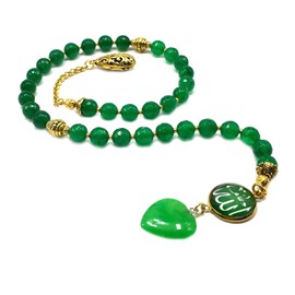 ALBATROSART -Swing Beads Collection- Prayer Beads-Tesbih-Tasbih-Tasbeeh-Misbaha-Masbaha-Subha-Sebha-Sibha-Rosary (Model 6 -Green Jade Stone -8 mm Diameter Beads)