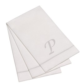 The Napkins Monogram Premium Linen-Feel Disposable Napkins 25ct Pack | Available in Most Letters | 33x40cm Guest Towel Size ("P" - 25ct Pack)