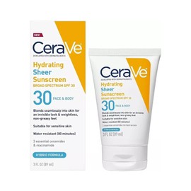 CeraVe Hydrating Sheer Sunscreen HYBRID FORMULA SPF30 for Face+Body-Exp 08/25