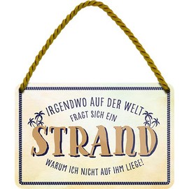 schilderkreis24 - Tin Signs Beautiful Saying "Somewhere in the World" Decorative Sea Sun Vintage Retro Hanging Sign Garden Balcony Gift Idea 18 x 12 cm