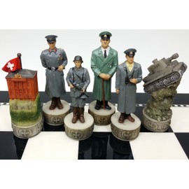 World War 2 WW2 Set of Chess Men Pieces Hand Painted - NO Board by HPL